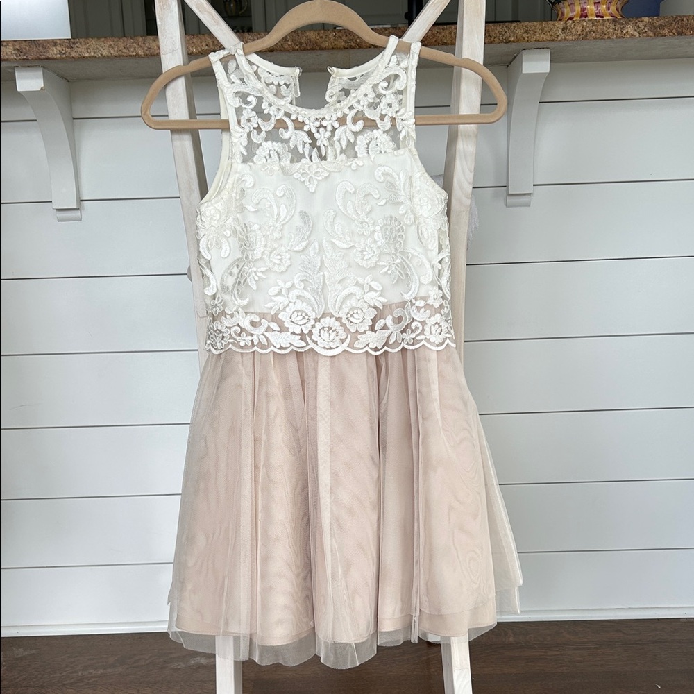 Rare Editions Elegant White and Cream Lace Dress